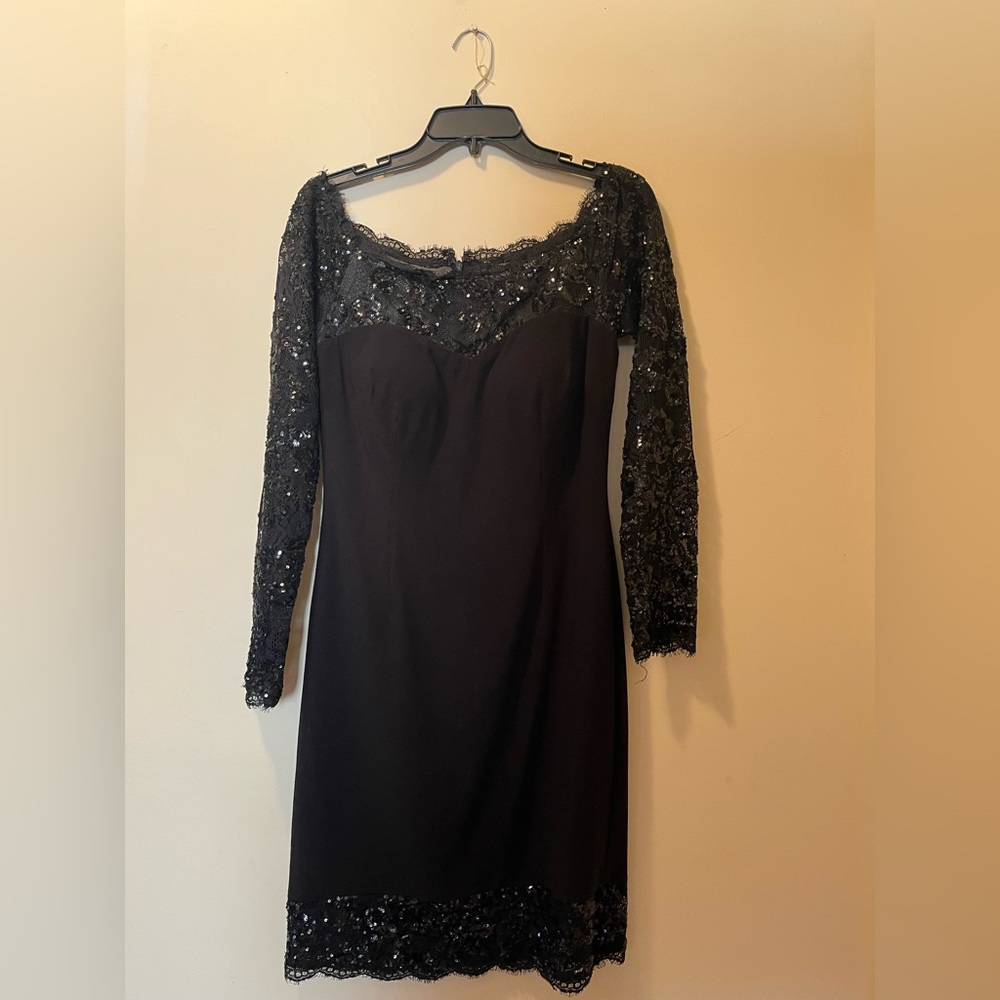 Black dress with glitter on shoulder
